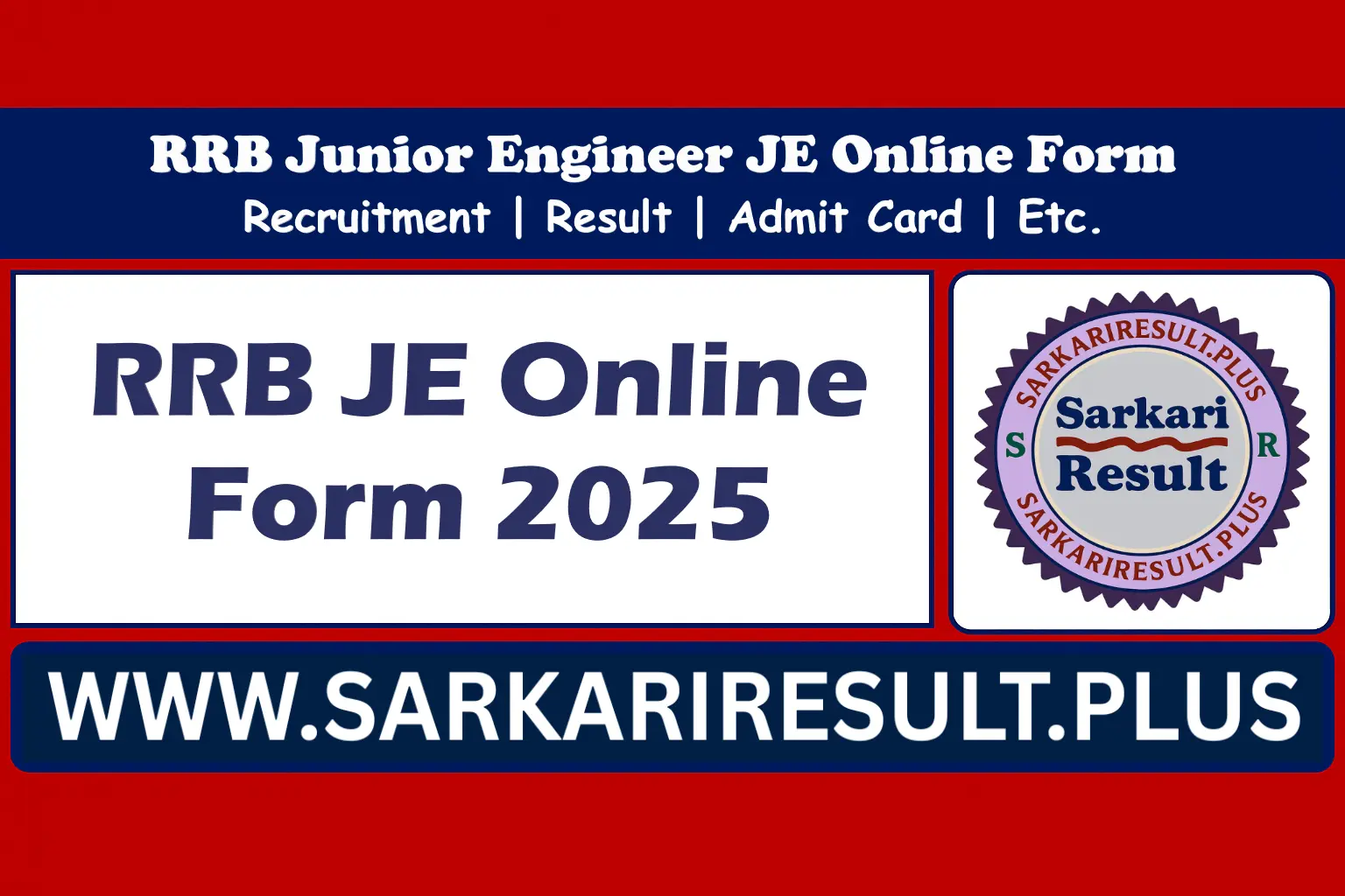 RRB Junior Engineer JE Online Form