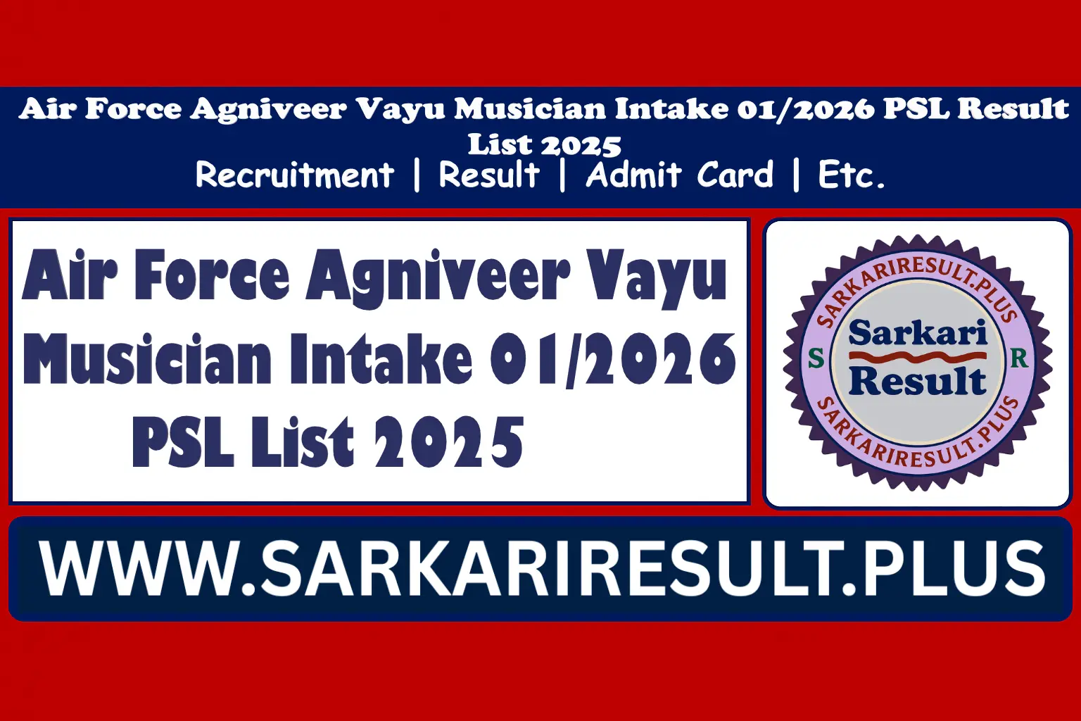 Air Force Agniveer Vayu Musician Intake 012026 Result PSL List 2025