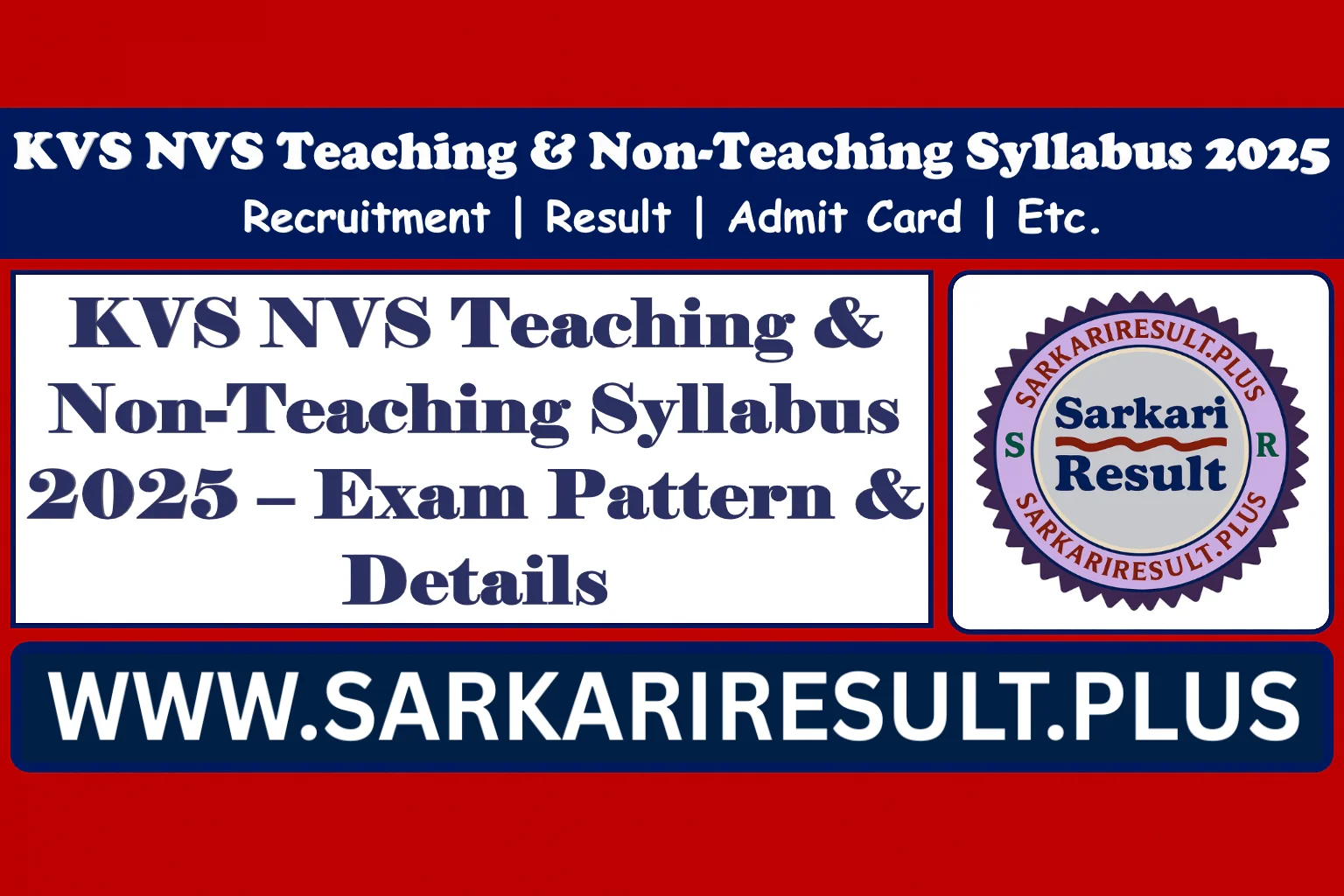 KVS NVS Teaching & Non-Teaching Syllabus 2025