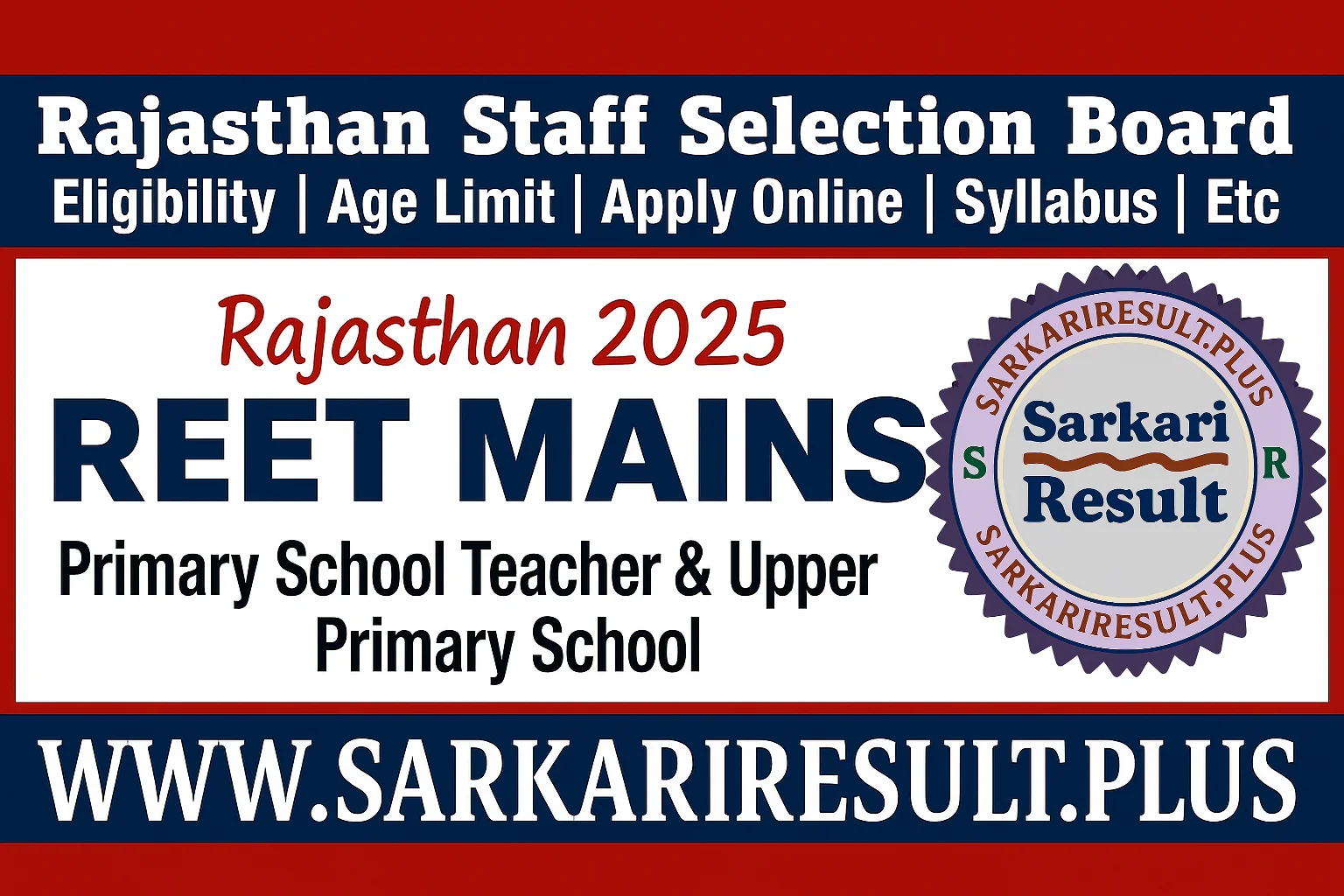 RSSB Primary Upper Primary Sanskrit Teacher Online Form 2025