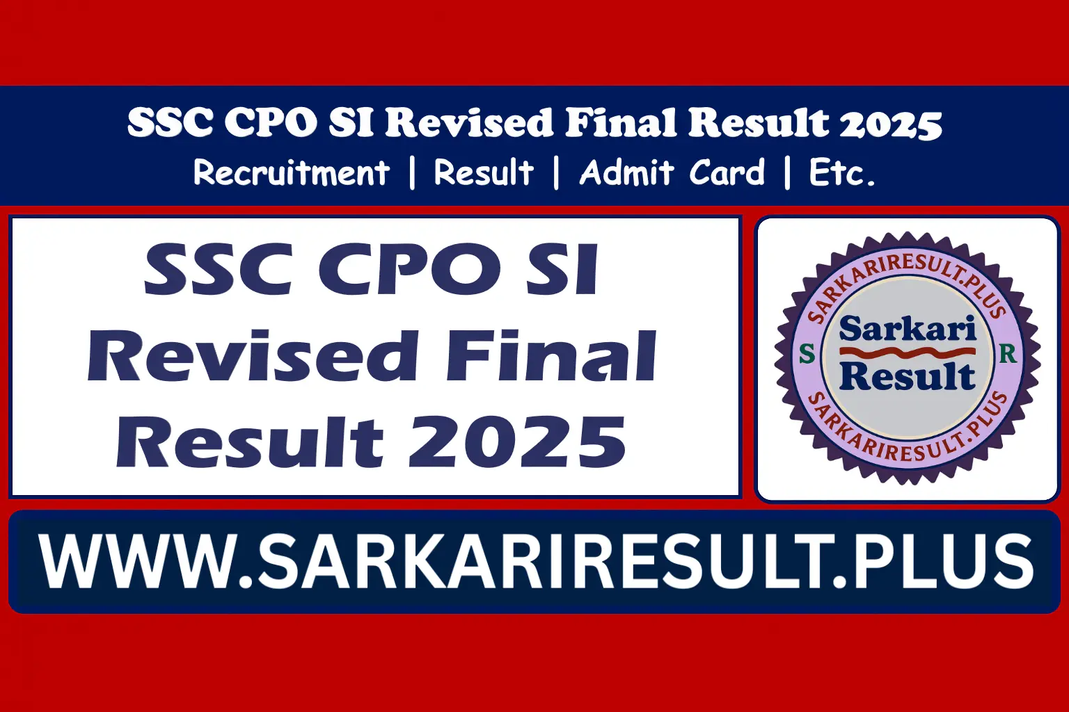 SSC CPO SI Revised Final Result 2025