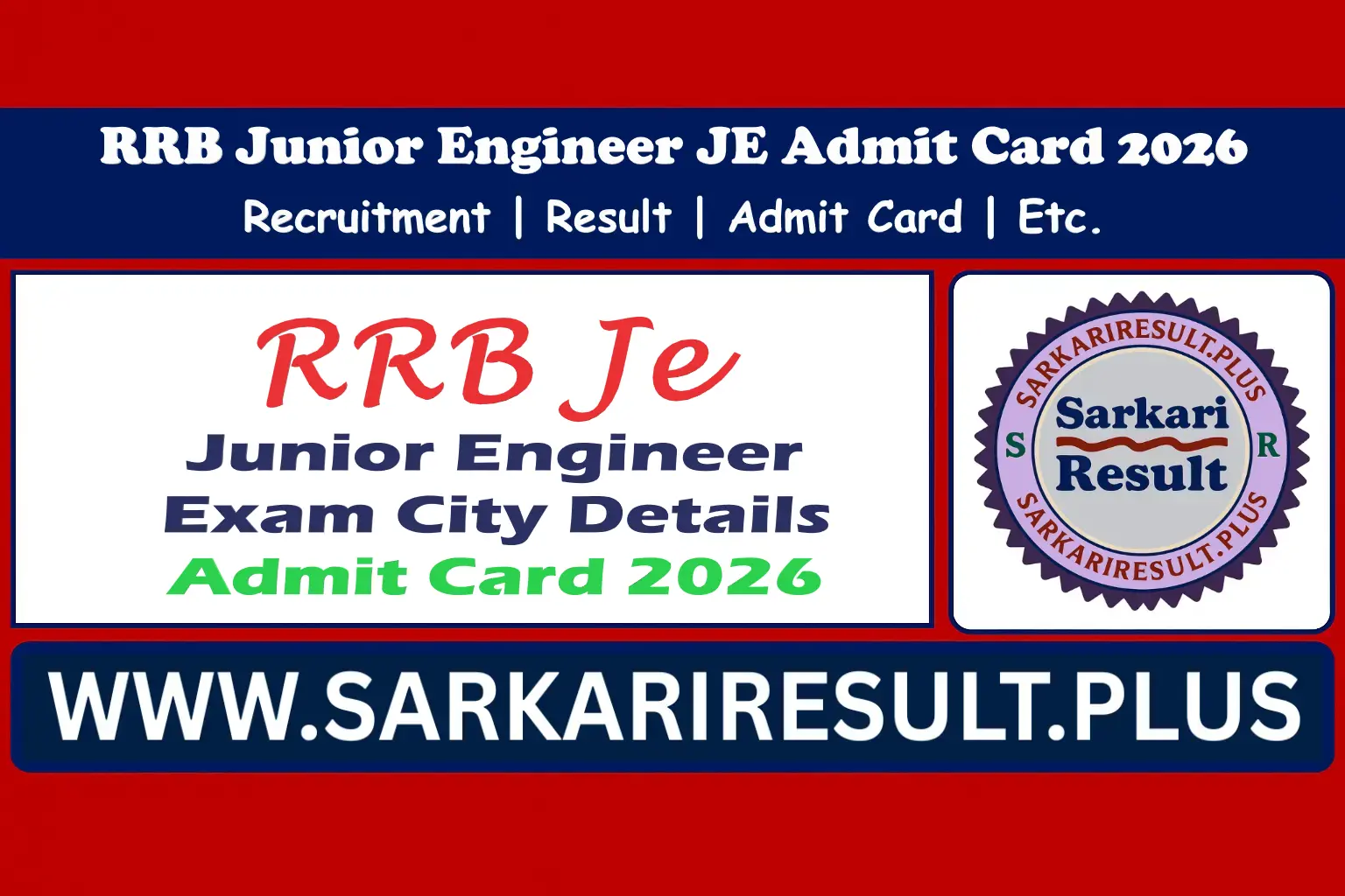 RRB Junior Engineer JE Admit Card 2026
