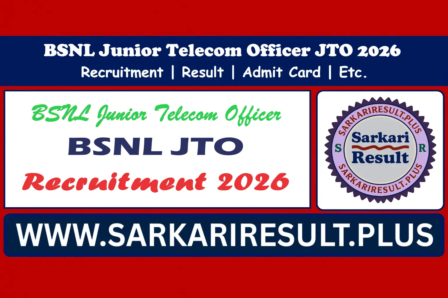 BSNL Junior Telecom Officer JTO Online Form 2026