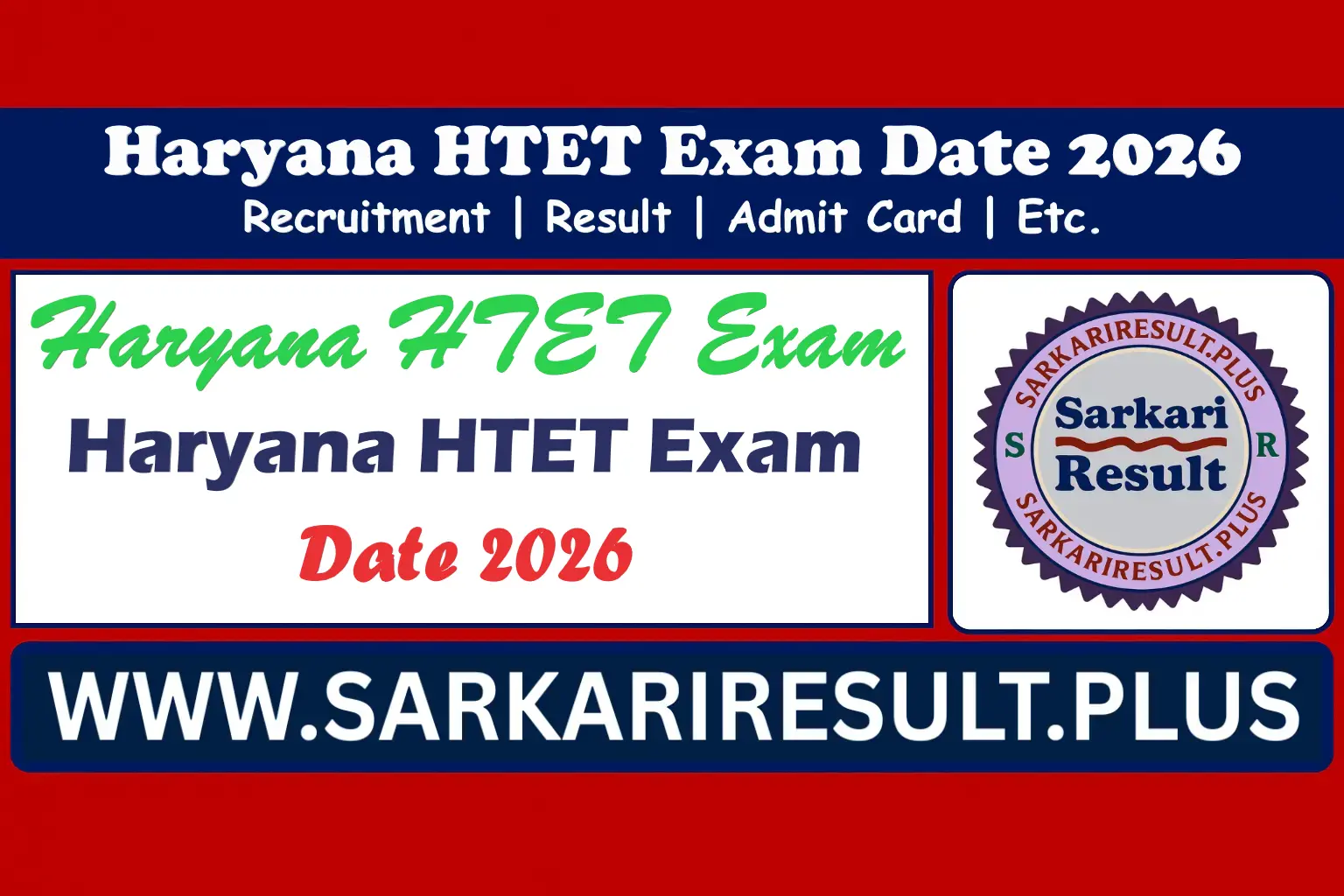 Haryana HTET Exam Date 2026