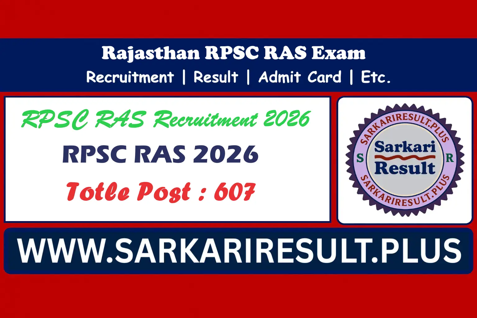 RPSC RAS Pre Online Form 2026