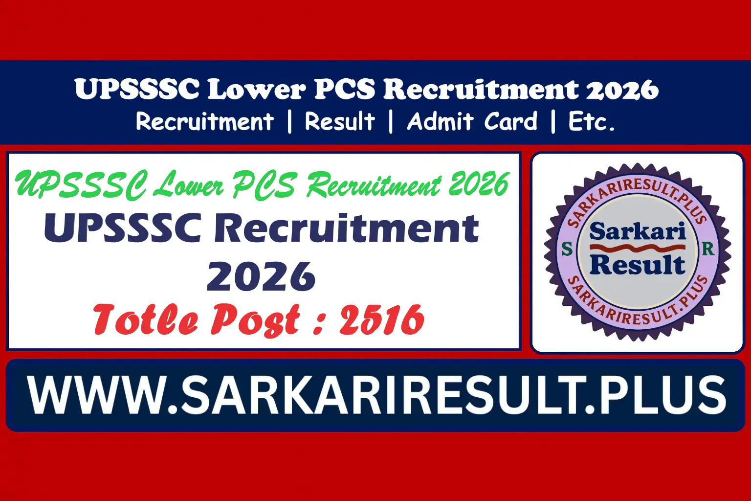 UPSSSC Lower PCS Online Form 2026